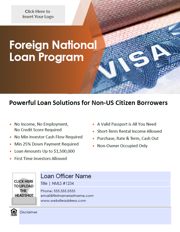 Foreign National Loan Program Flyer